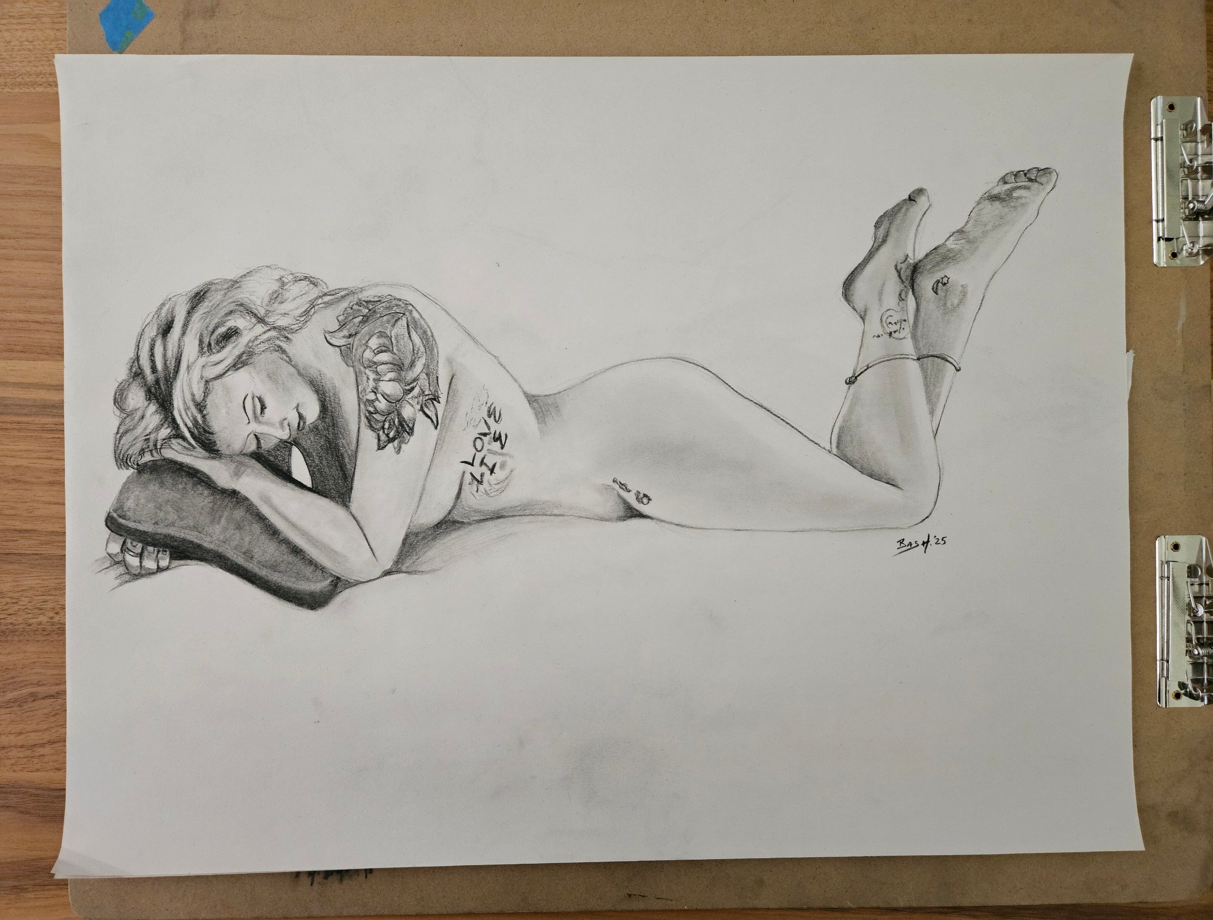Tattooed nude figure study